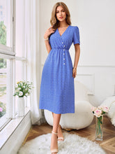 Load image into Gallery viewer, Printed Decorative Button Slit Dress