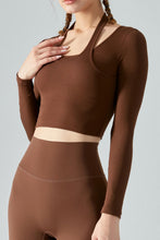 Load image into Gallery viewer, Halter Neck Long Sleeve Cropped Sports Top
