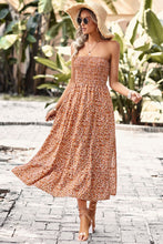 Load image into Gallery viewer, Floral Strapless Slit Midi Dress with Pockets