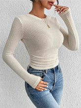 Load image into Gallery viewer, Round Neck Ruched Knit Top