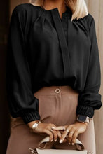 Load image into Gallery viewer, Button Up Round Neck Long Sleeve Shirt