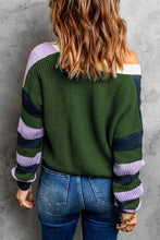 Load image into Gallery viewer, Color Block Rib-Knit V-Neck Cardigan