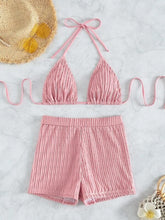 Load image into Gallery viewer, Eyelet Halter Neck Bra and Bottom Swim Set