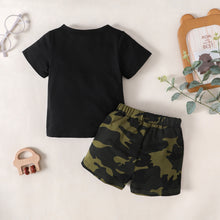Load image into Gallery viewer, Boys MAMA'S BOY Graphic T-Shirt and Camouflage Shorts Set
