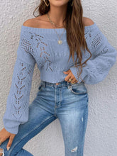 Load image into Gallery viewer, Openwork Off-Shoulder Long Sleeve Sweater