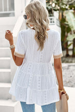 Load image into Gallery viewer, Contrast Short Sleeve Tiered Blouse