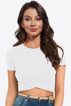 Load image into Gallery viewer, Round Neck Short Sleeve Crisscross Tee