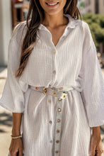 Load image into Gallery viewer, Texture Button Up Collared Neck Shirt Dress
