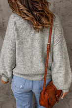 Load image into Gallery viewer, Heathered Balloon Sleeve Rib-Knit Sweater