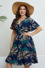 Load image into Gallery viewer, Botanical Print Flutter Sleeve Smocked Waist Dress