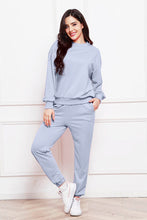 Load image into Gallery viewer, Round Neck Long Sleeve Sweatshirt and Pants Set
