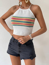 Load image into Gallery viewer, Contrast Halter Neck Lace-Up Cami