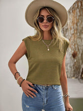 Load image into Gallery viewer, Textured Round Neck Cap Sleeve Blouse