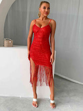 Load image into Gallery viewer, Sequin Fringe Spaghetti Strap Dress