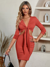 Load image into Gallery viewer, Cutout Twisted Front Plunge Neck Mini Dress