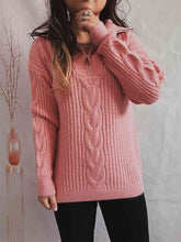 Load image into Gallery viewer, Ribbed Half Zip Long Sleeve Sweater