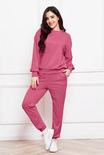 Load image into Gallery viewer, Round Neck Long Sleeve Sweatshirt and Pants Set