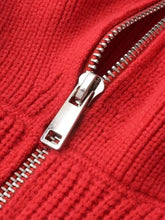 Load image into Gallery viewer, Half Zip Ribbed Collared Neck Knit Top