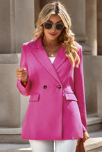Load image into Gallery viewer, Double-Breasted Padded Shoulder Blazer with Pockets