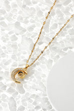 Load image into Gallery viewer, Inlaid Cubic Zirconia Moon Pendant Necklace