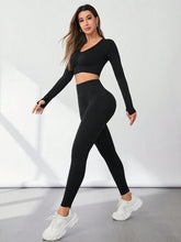 Load image into Gallery viewer, V-Neck Long Sleeve Top and Leggings Active Set