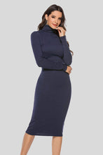 Load image into Gallery viewer, Ribbed Turtleneck Long Sleeve Dress