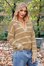 Load image into Gallery viewer, Striped Collared Long Sleeve Sweater