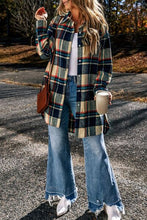 Load image into Gallery viewer, Plaid Button Up Long Sleeve Slit Shacket