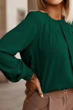 Load image into Gallery viewer, Button Up Round Neck Long Sleeve Shirt