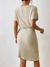 Load image into Gallery viewer, Ribbed Boat Neck Short Sleeve Dress