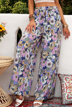 Load image into Gallery viewer, Floral Tie Belt Wide Leg Pants