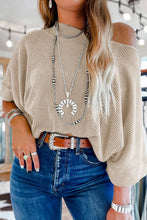 Load image into Gallery viewer, Ribbed Boat Neck Batwing Sleeve T-Shirt