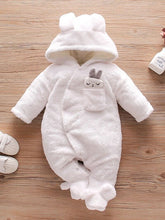 Load image into Gallery viewer, Baby Rabbit Decor Long Sleeve Hooded Snapped Jumpsuit