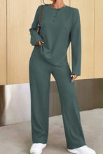 Load image into Gallery viewer, Ribbed Half Button Top and Pants Set