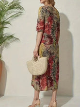 Load image into Gallery viewer, Full Size Printed Half Sleeve Midi Dress