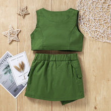 Load image into Gallery viewer, Baby Girl Buttoned V-Neck Tank and Skirt Set