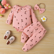 Load image into Gallery viewer, Bow Headband, Ruffled Printed Bodysuit and Pants Set