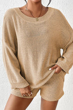 Load image into Gallery viewer, Round Neck Dropped Shoulder Sweater and Drawstring Pants Set