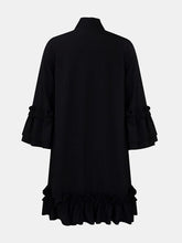 Load image into Gallery viewer, Frill Tie Neck Three-Quarter Sleeve Dress