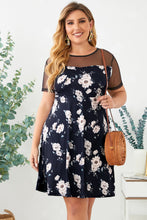 Load image into Gallery viewer, Plus Size Floral Polka Dot Mesh Yoke Dress