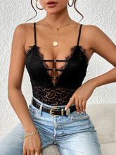 Load image into Gallery viewer, Lace Plunge Spaghetti Strap Bodysuit