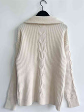 Load image into Gallery viewer, Ribbed Half Zip Long Sleeve Sweater