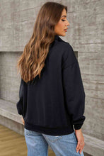 Load image into Gallery viewer, Half Zip Drop Shoulder Sweatshirt and Pocket