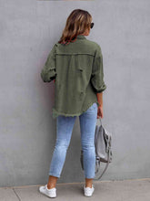 Load image into Gallery viewer, Distressed Drop Shoulder Denim Jacket