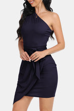 Load image into Gallery viewer, Tie Front One-Shoulder Sleeveless Dress