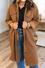 Load image into Gallery viewer, Texture Button Up Collared Neck Longline Shacket