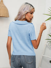 Load image into Gallery viewer, Cable-Knit Johnny Collar Short Sleeve Knit Top