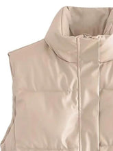 Load image into Gallery viewer, PU Leather Zip Up Drawstring Vest