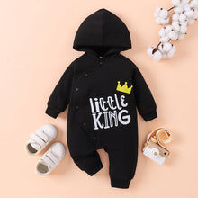 Load image into Gallery viewer, Baby Boy LITTLE KING Hooded Bodysuit