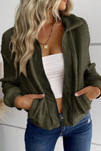 Load image into Gallery viewer, Zip-Up Sherpa Collared Neck Jacket with Pockets